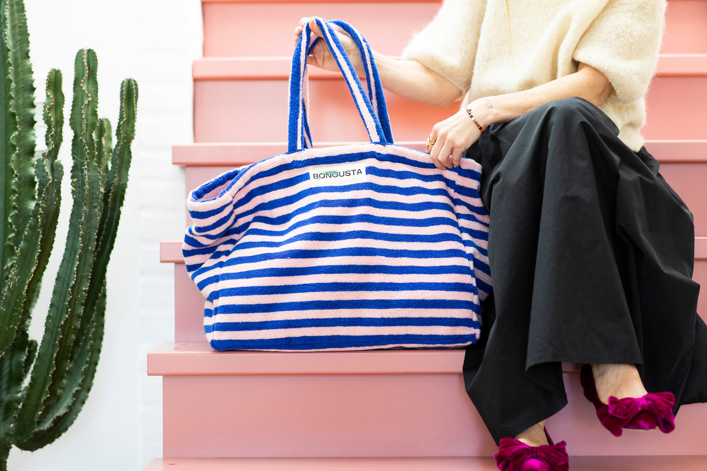 Bongusta Naram Weekend Bag Dazzling Blue & Rose Stripe
