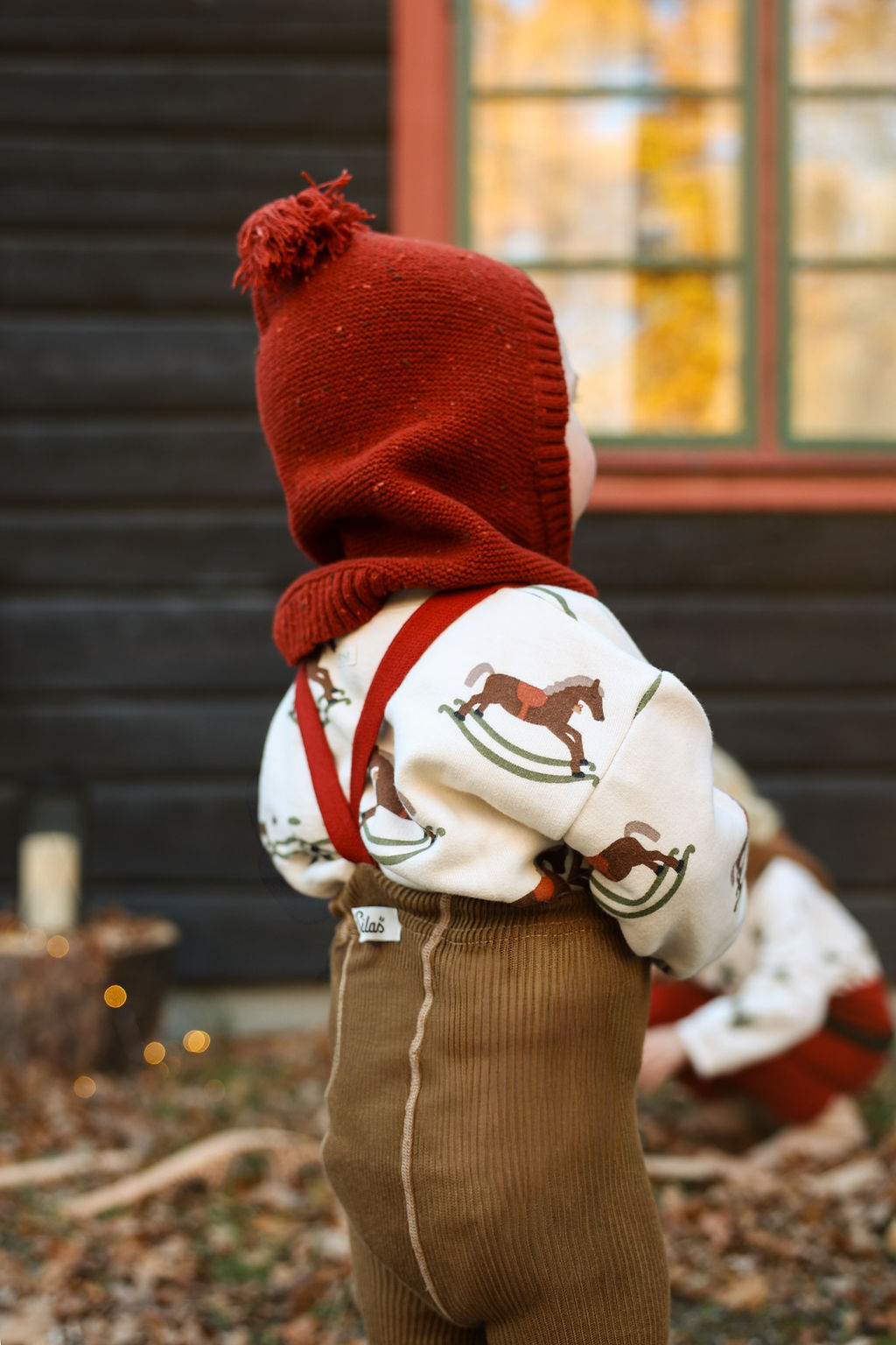 Silly Silas Acorn Brown w Maple Leaf Footless Tights