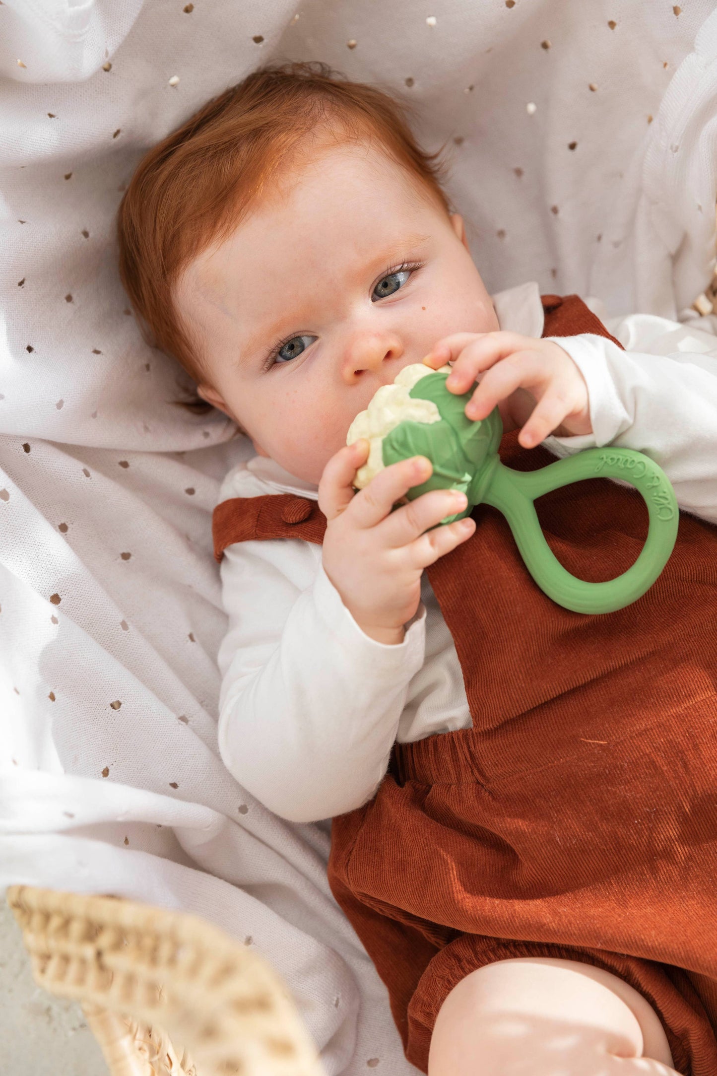 Cauliflower Natural Rubber Baby Rattle