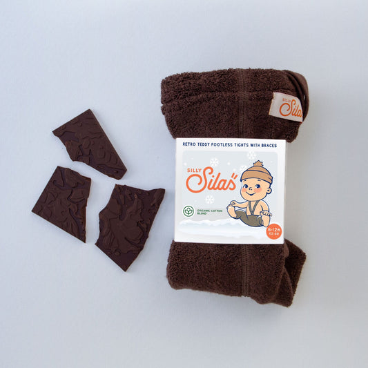 Silly Silas Chocolate Brown Teddy Warmy Footless Tights with Braces