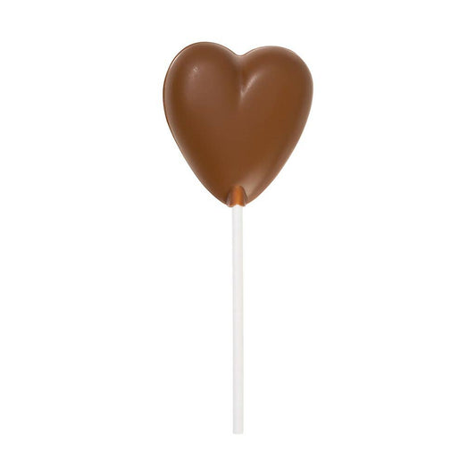 Cocoba Milk Chocolate Heart Lollipop on a white stick weighing 30g (1.06oz).