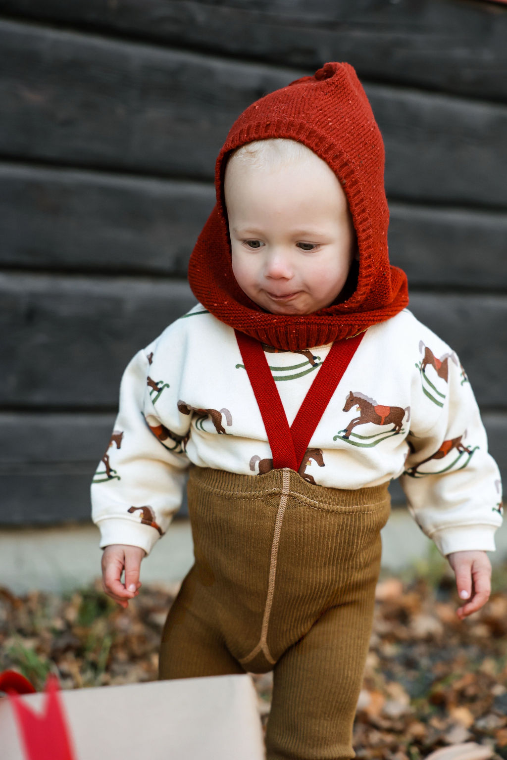 Silly Silas Acorn Brown w Maple Leaf Footless Tights