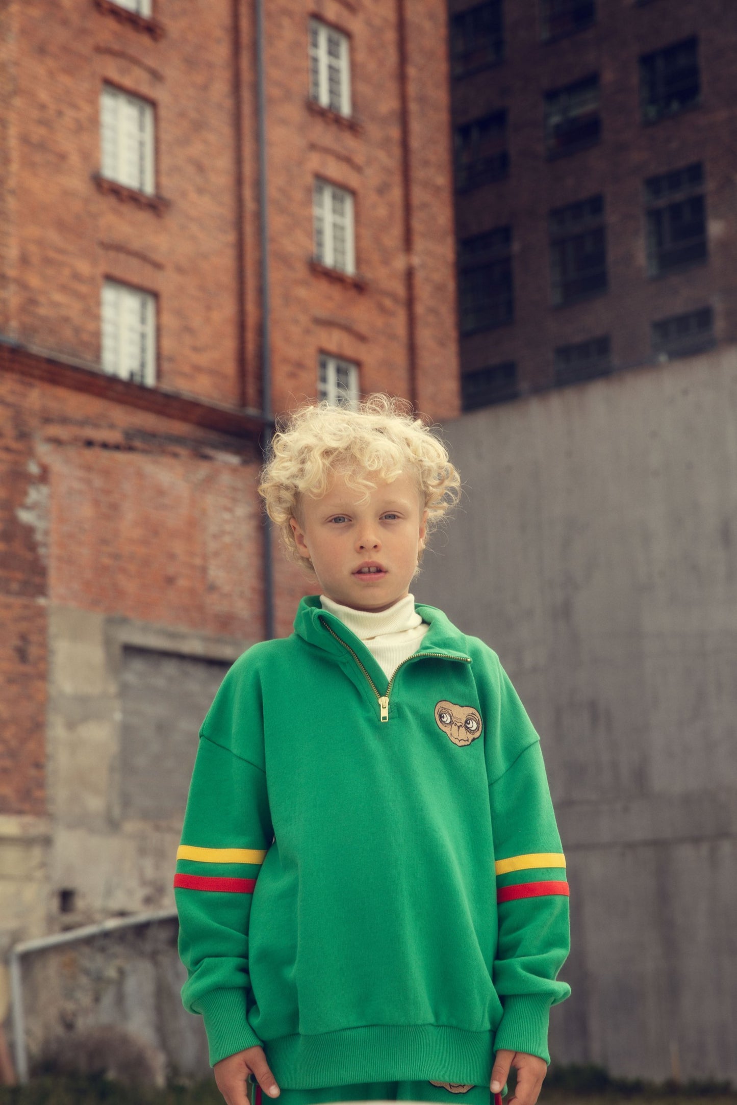 Mini Rodini E.T Embroidered Half Zip Sweatshirt