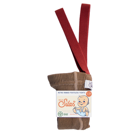 Silly Silas Acorn Brown w Maple Leaf Footless Tights