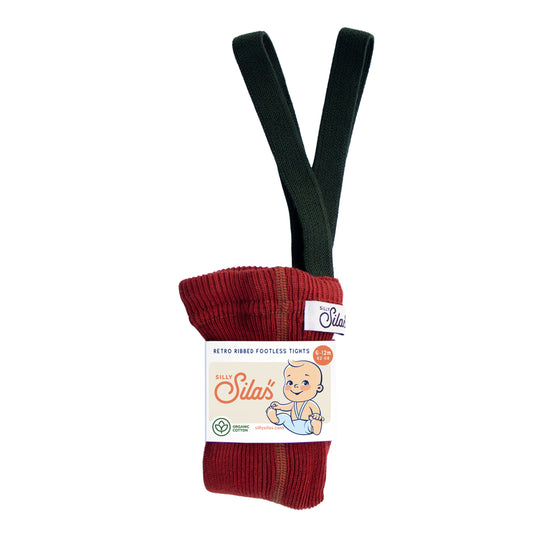 Silly Silas Maple Leaf w Dark Forest Green Footless Tights