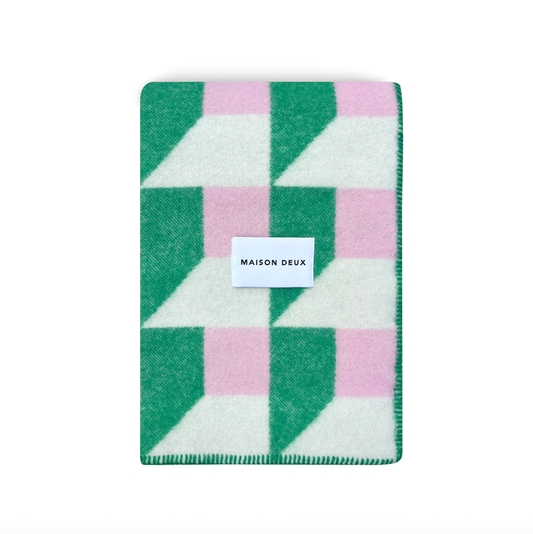 Grass Pink Cubics Blanket