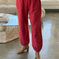 Le Bon Shoppe Coral Red French Terry Balloon Pants