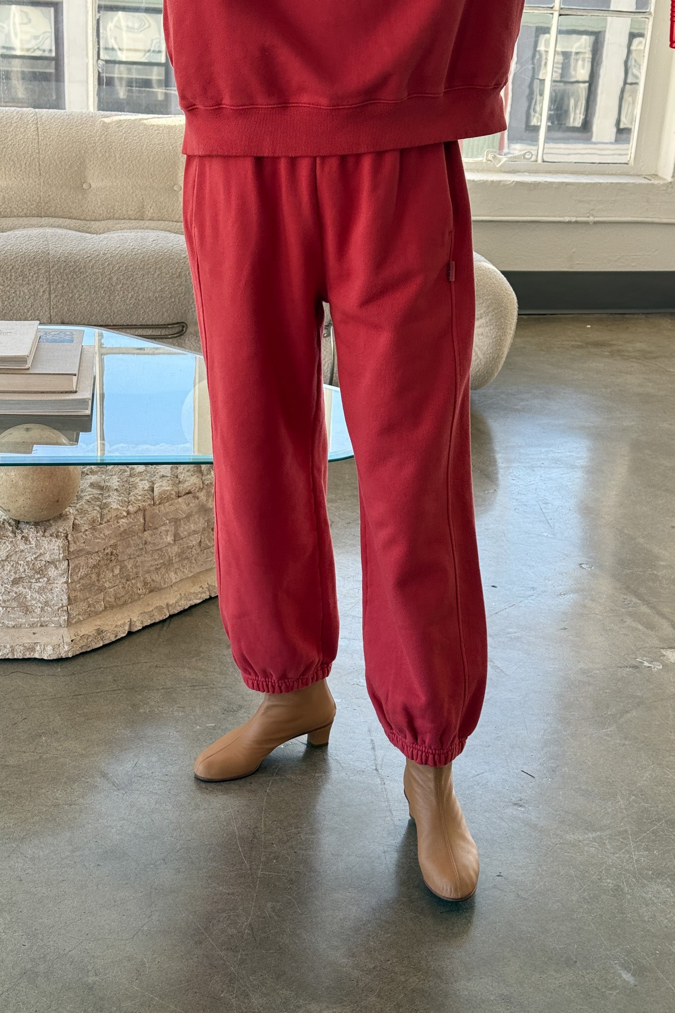 Le Bon Shoppe Coral Red French Terry Balloon Pants