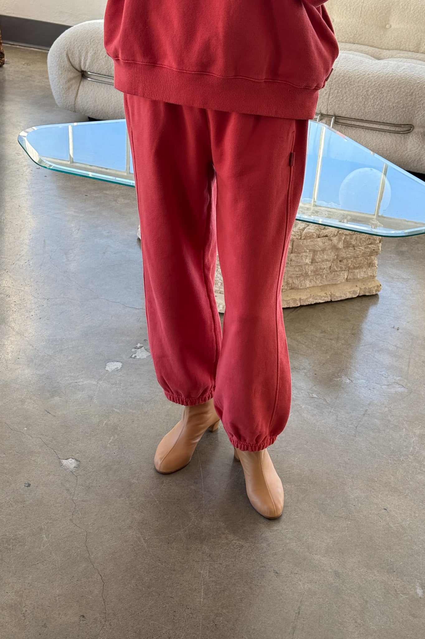 Le Bon Shoppe Coral Red French Terry Balloon Pants