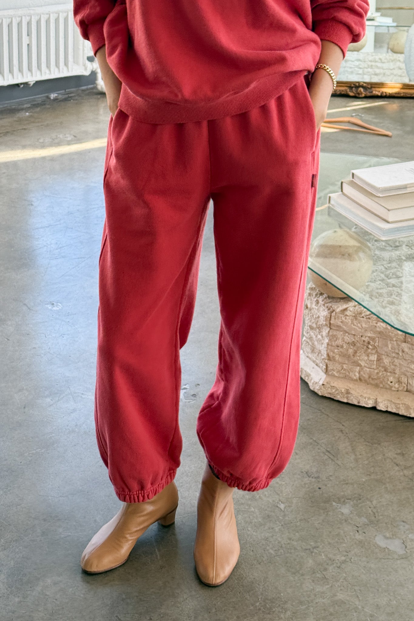 Le Bon Shoppe Coral Red French Terry Balloon Pants