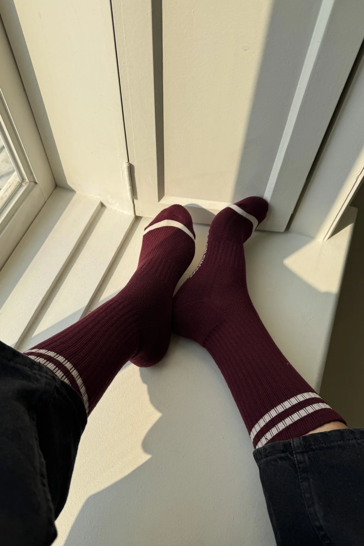 Le Bon Shoppe Maroon Extended Boyfriend Socks
