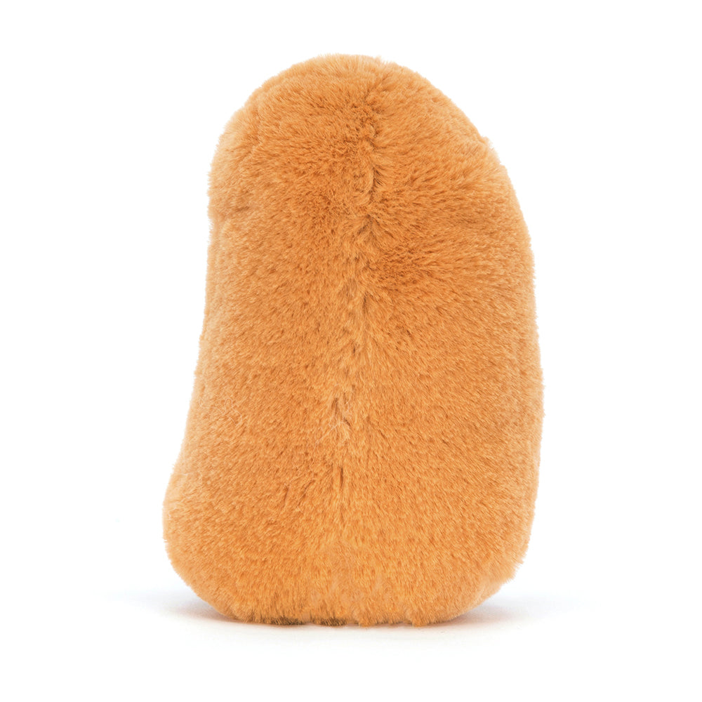 Jellycat Amuseables Bean plush with a soft gingery shell, goofy grin, and a cuddly, bean-shaped body, sitting upright and ready to bring smiles. Shown from the back