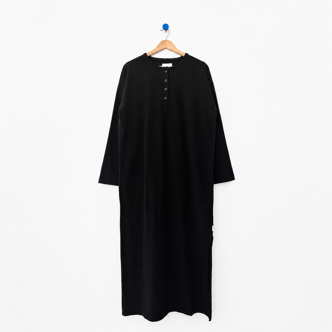 Le Bon Shoppe Black Soft Jersey Henley Dress