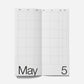 Two pages of a planner showing May 5th on a white background