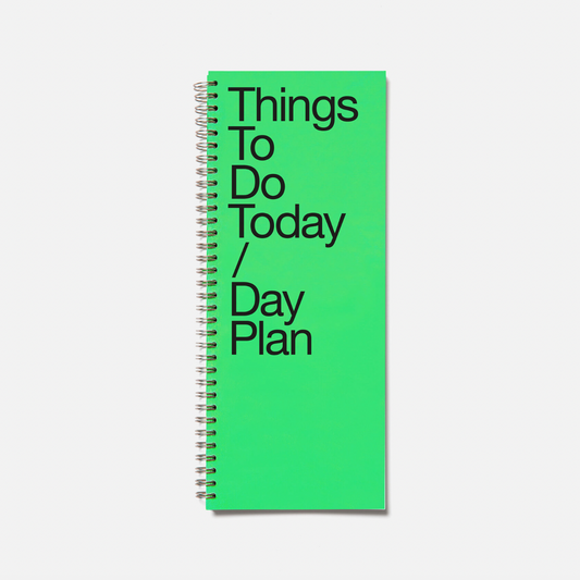 Green planner with 'Things To Do Today / Day Plan' text on a white background