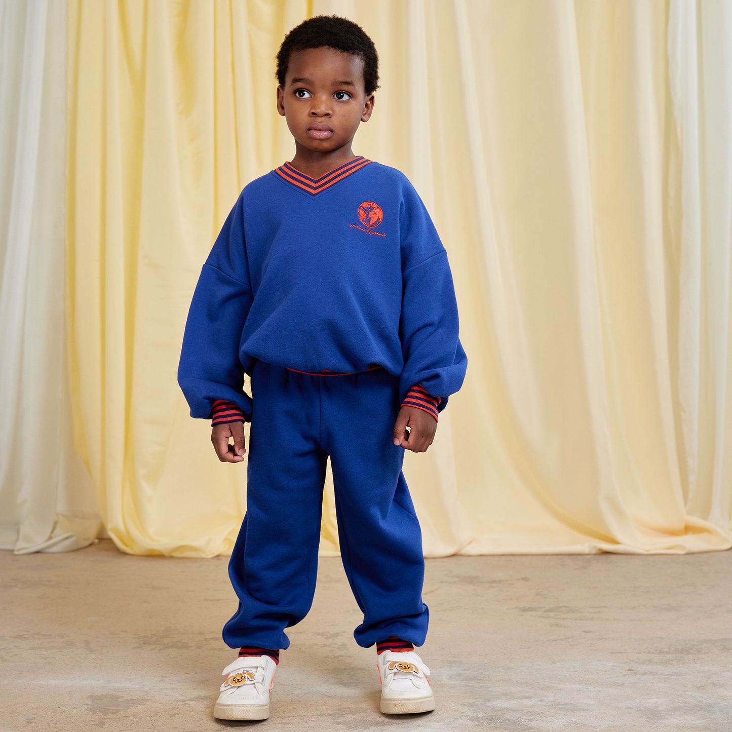 Mini Rodini Striped Rib Earth Embroidered Sweatshirt