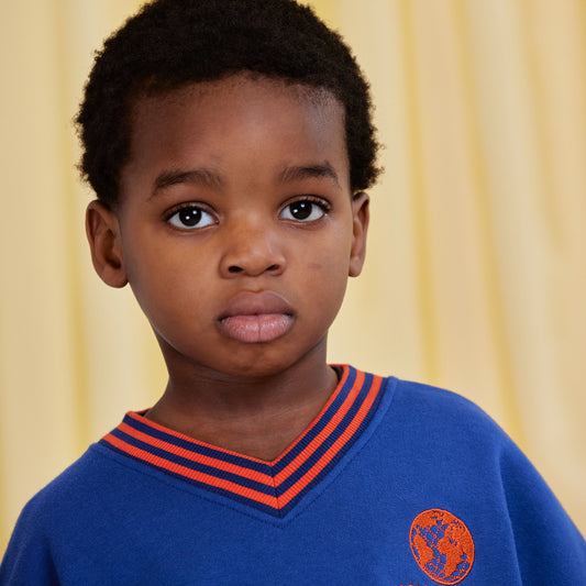 Mini Rodini Striped Rib Earth Embroidered Sweatshirt