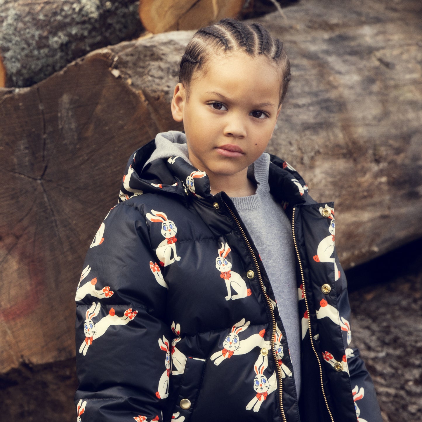 Mini Rodini Rabbits Hooded Puffer