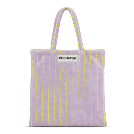 Bongusta Naram Tote Bag Lilac & Neon Yellow Stripe