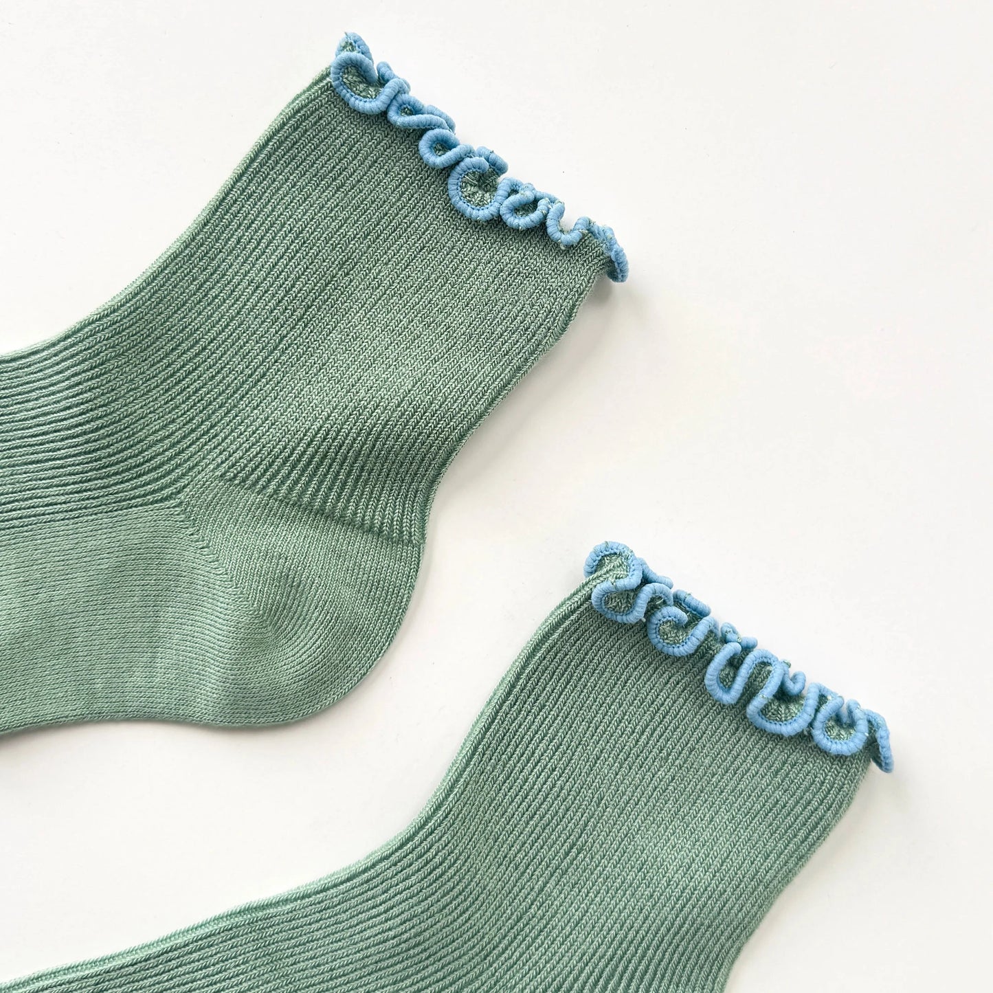 Le Bon Shoppe Sea Glass/Powder Blue Petite Ruffled Modal Socks