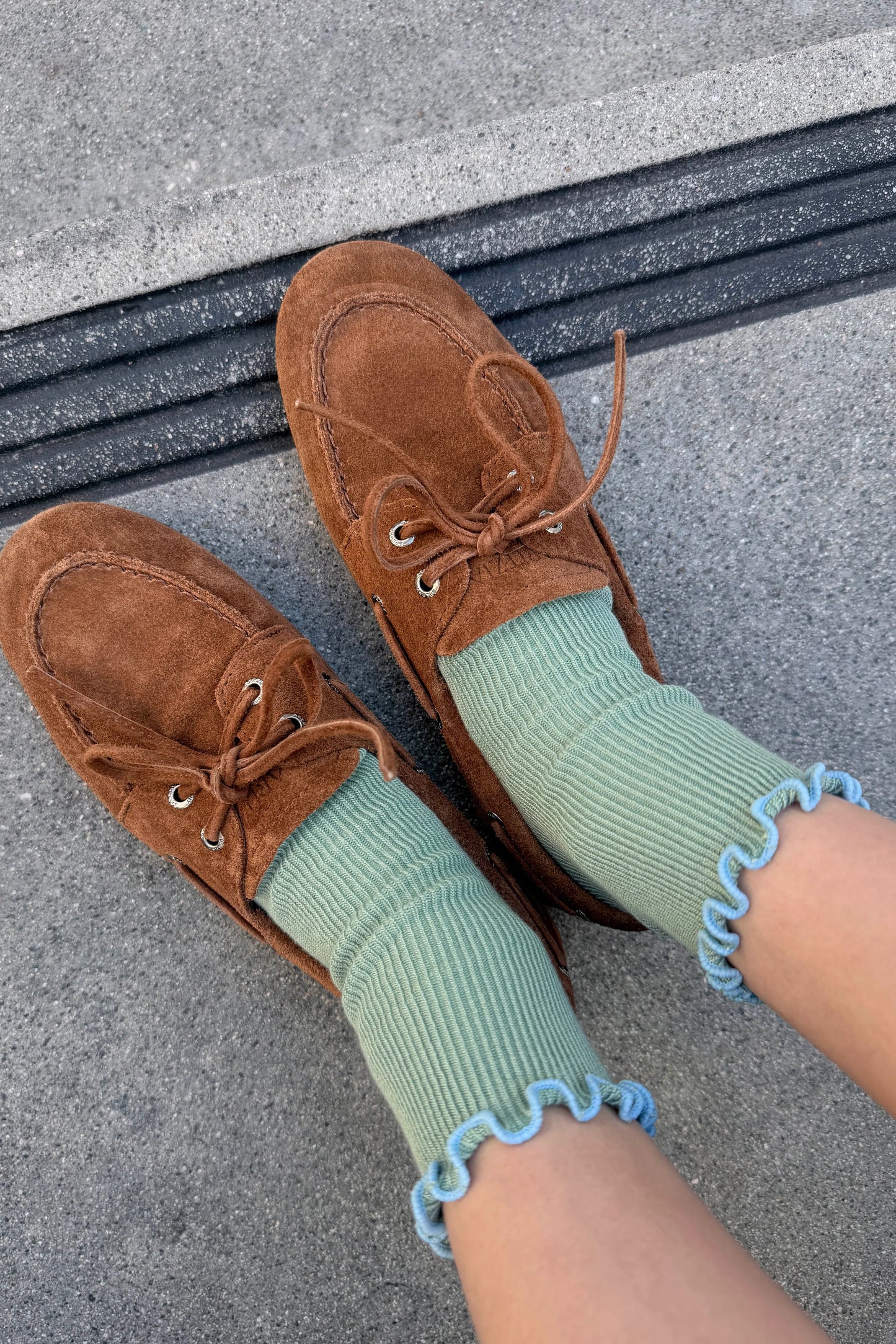 Le Bon Shoppe Sea Glass/Powder Blue Petite Ruffled Modal Socks