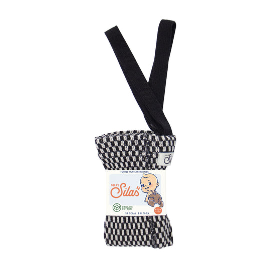 Silly Silas Atelier Collection Black x White Checked Footed Tights