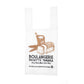 White bread bag with bread illustration and text 'Boulangerie Brigitte Tanaka' on a white background