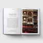 Open book showing a page with text and an image of a theater interior.