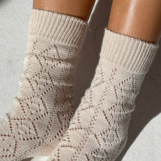 Le Bon Shoppe Oyster Modal Eyelet Socks