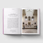 Open book showing a page with text and an image of a gallery interior.