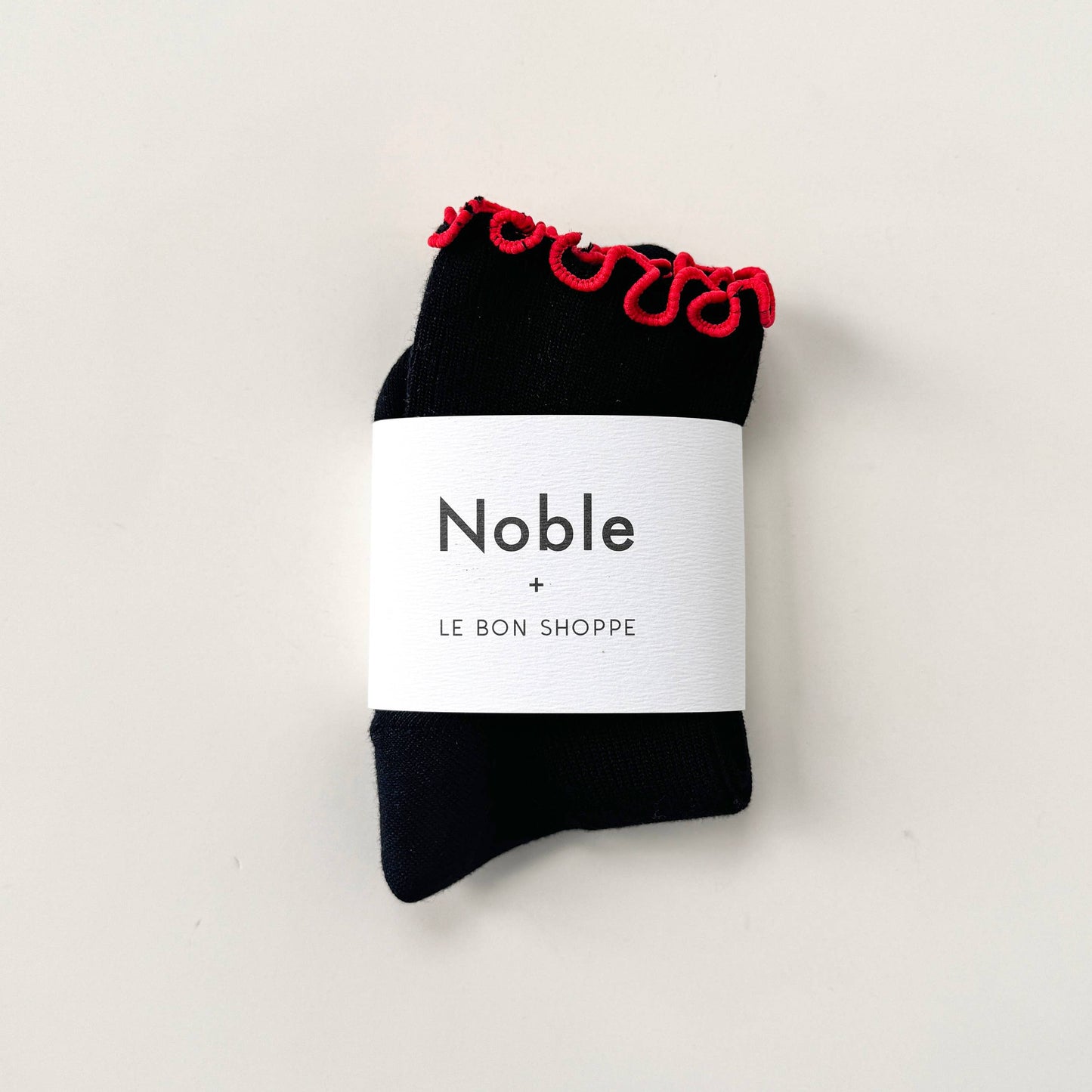 Le Bon Shoppe Black/Red Petite Ruffled Modal Socks