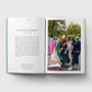 Open book showing text on one page and a photograph of people at Peckham Carboot Market on the other.