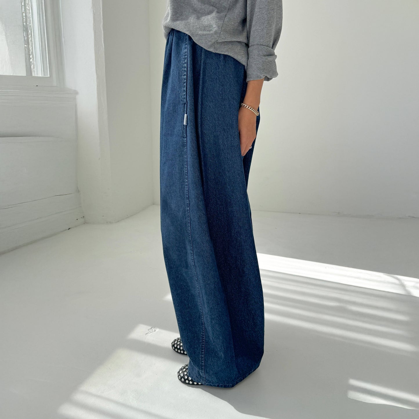 Le Bon Shoppe Denim Blue Parachute Pants