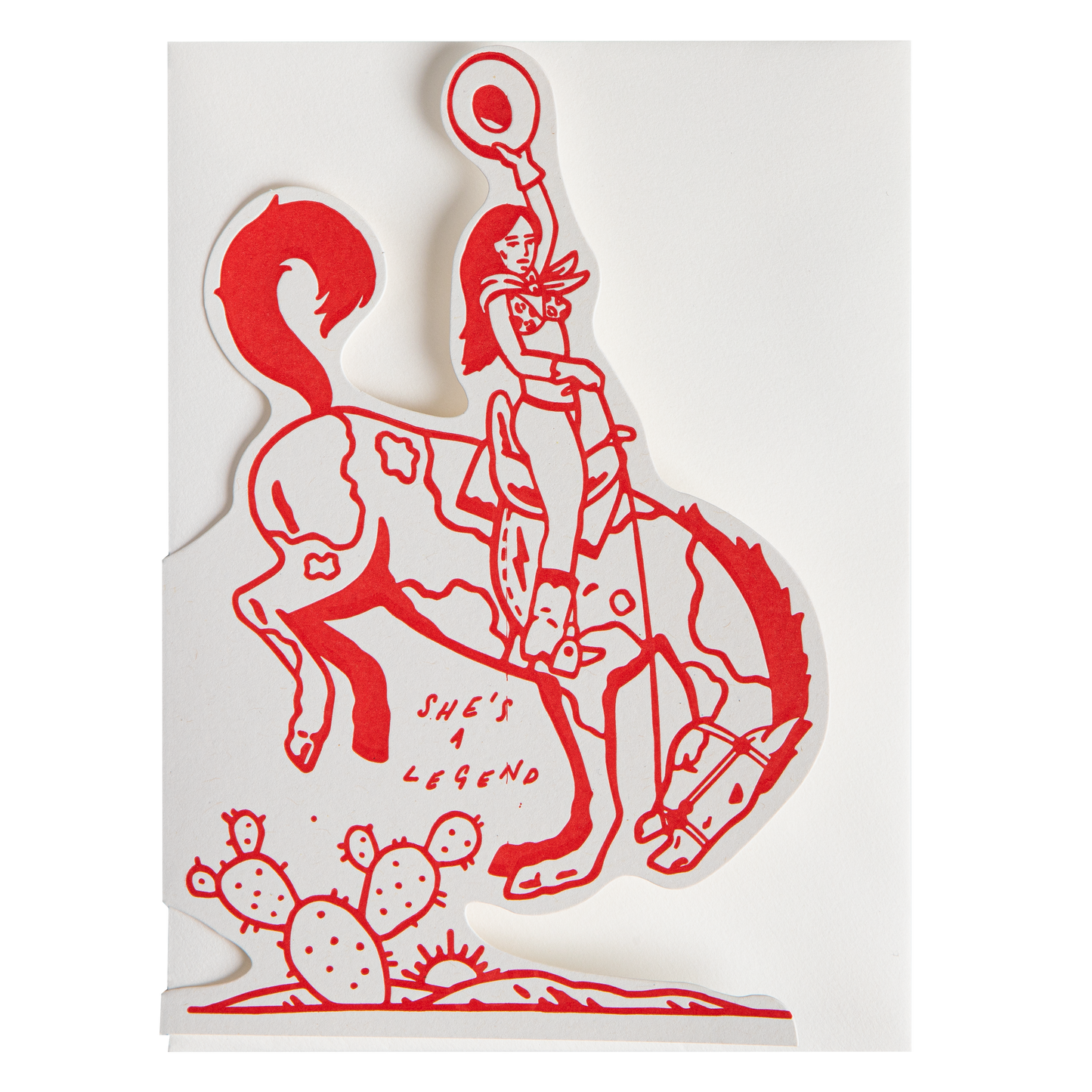 She's A Legend Cowgirl Letterpress Greeting Card