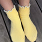 Le Bon Shoppe Butter/Baby Blue Petite Ruffled Modal Socks