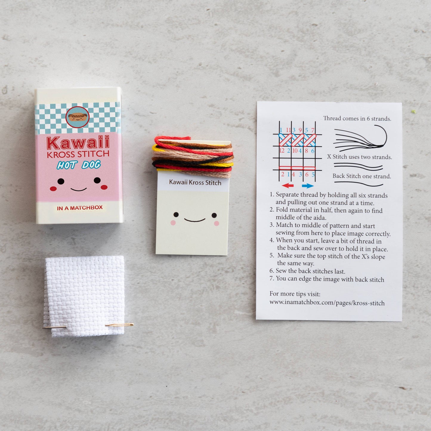 Kawaii Hot Dog Mini Cross Stitch Kit In A Matchbox