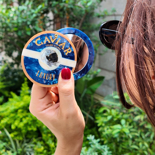 Caviar Hand-Painted Compact Mirror
