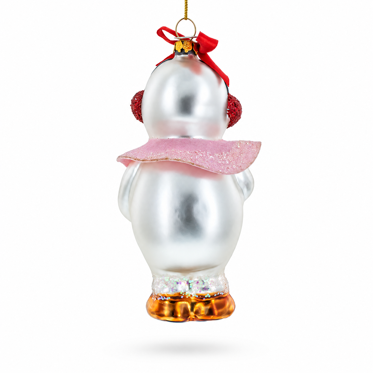 Snow Woman With Wreath Glass Christmas Ornament