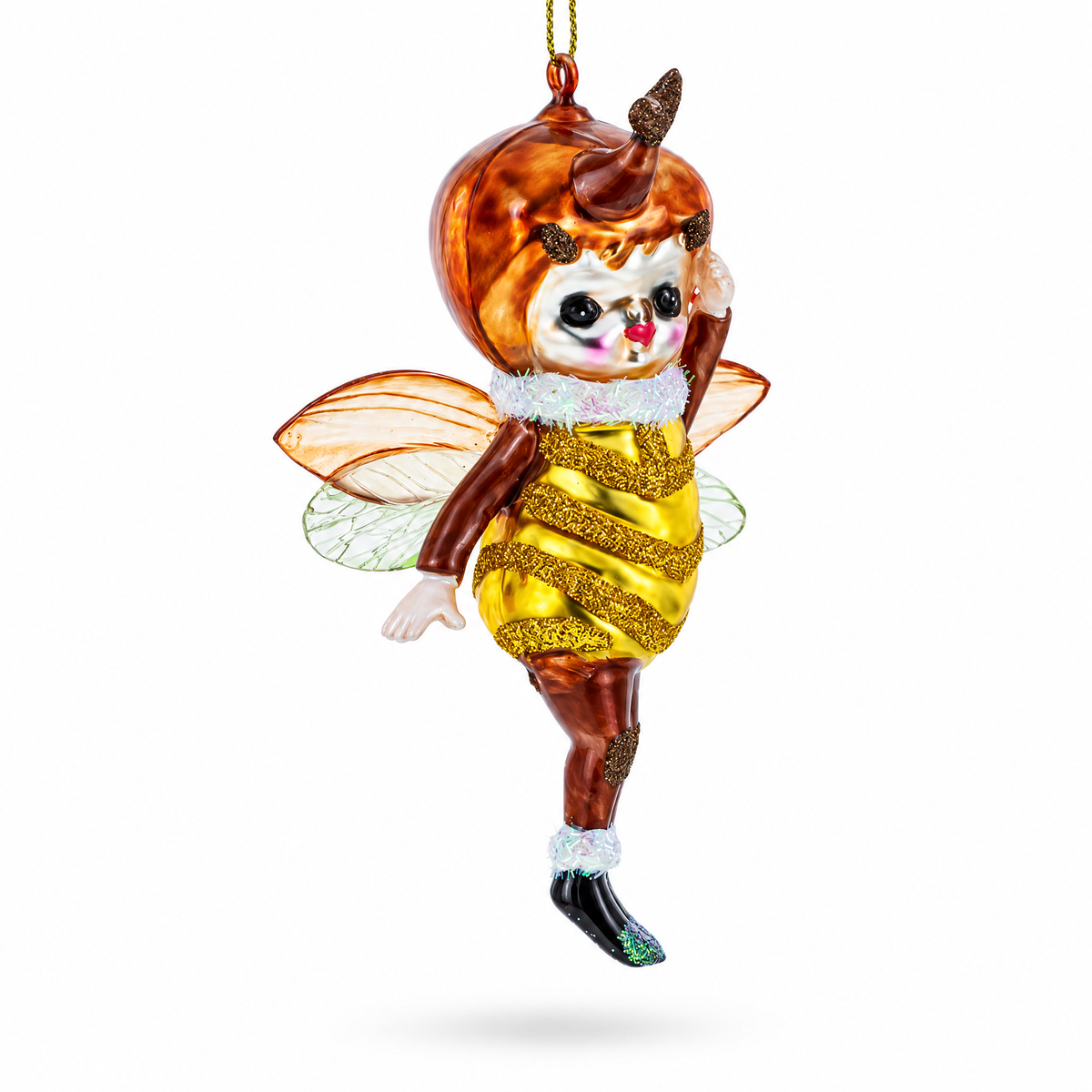 Little Bee Glass Christmas Ornament