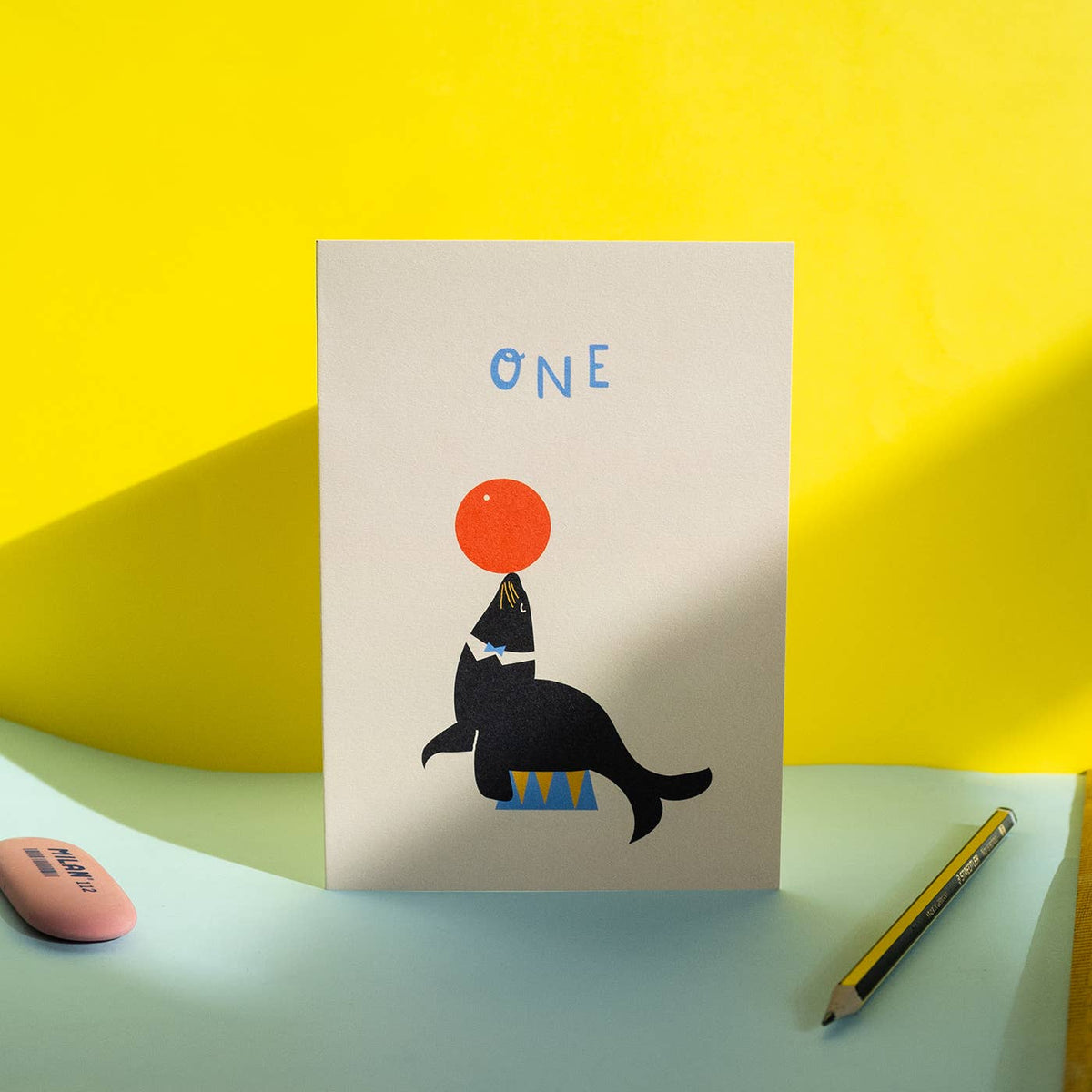 Circus Seal 1st Birthday Card