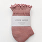 Le Bon Shoppe Vintage Pink / Black Ruffled Hugger Crew Socks