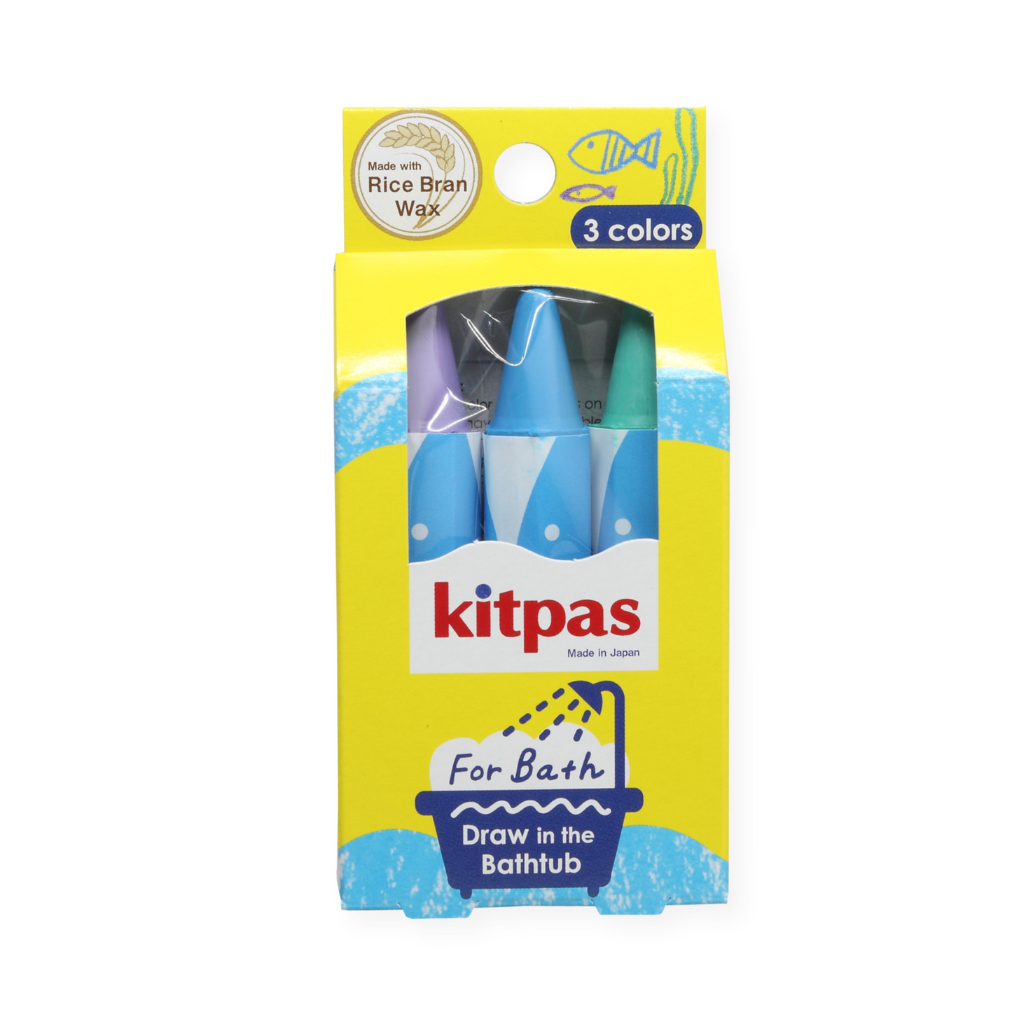 Kitpas Rice Bran Wax Bath Crayons 3 Colour Set - Fish
