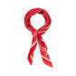 Red scarf with white patterns on a white background