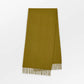 Green scarf with fringes on a white background