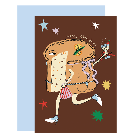 Panettone in Boots Christmas Greeting Card