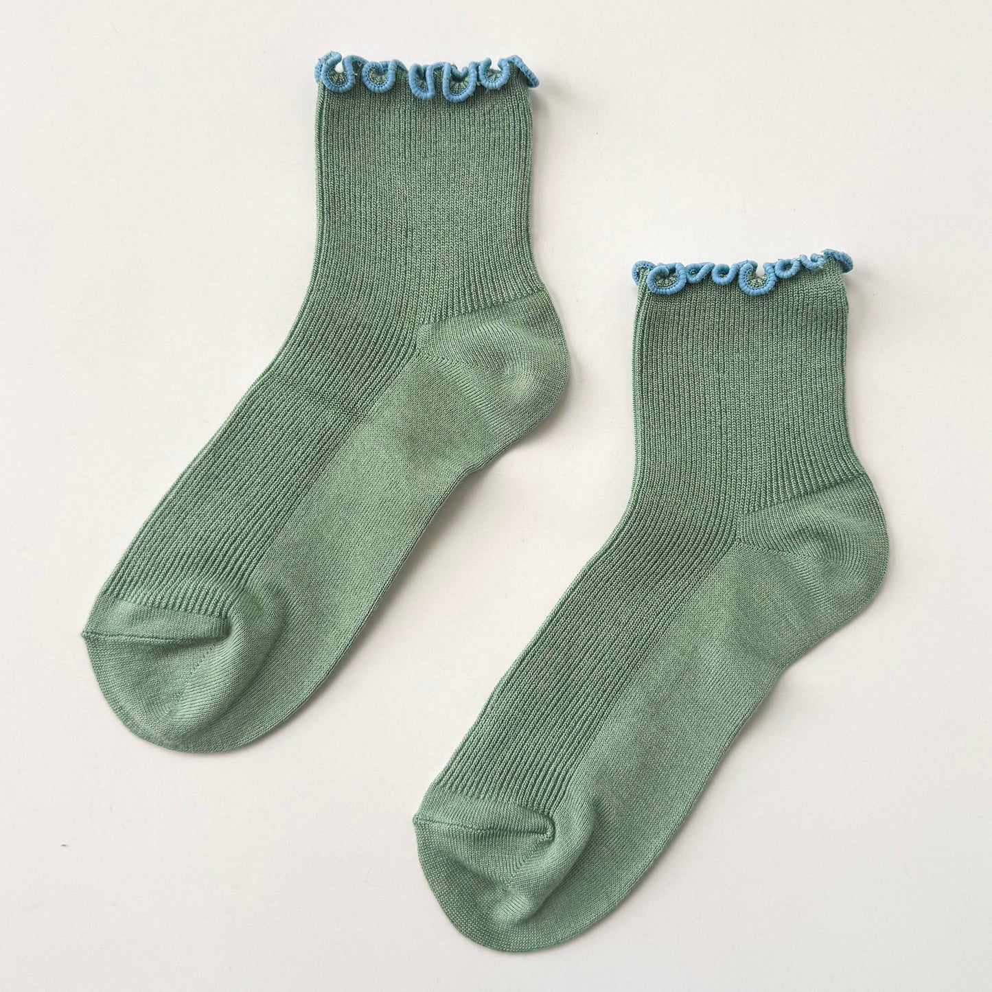 Le Bon Shoppe Sea Glass/Powder Blue Petite Ruffled Modal Socks