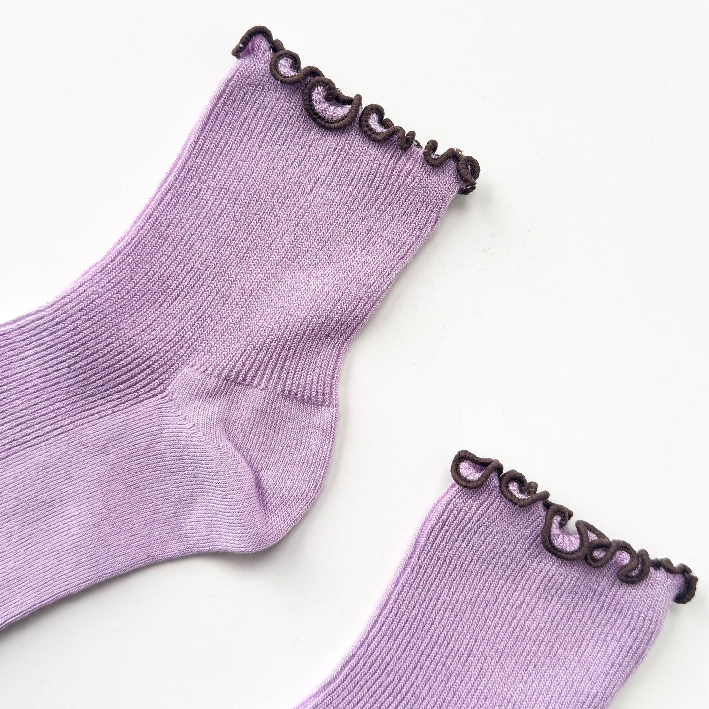 Le Bon Shoppe Lilac/Brown Petite Ruffled Modal Socks