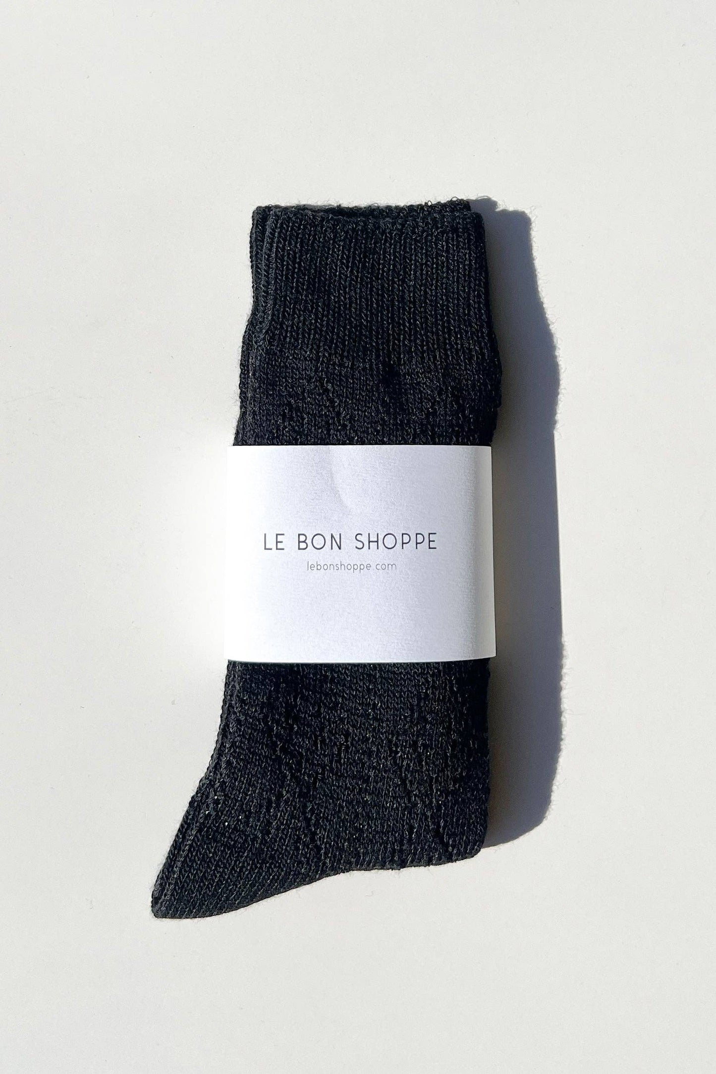 Le Bon Shoppe Jet Black Modal Eyelet Socks