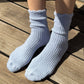 Le Bon Shoppe Pale Blue Linen Scallop Socks