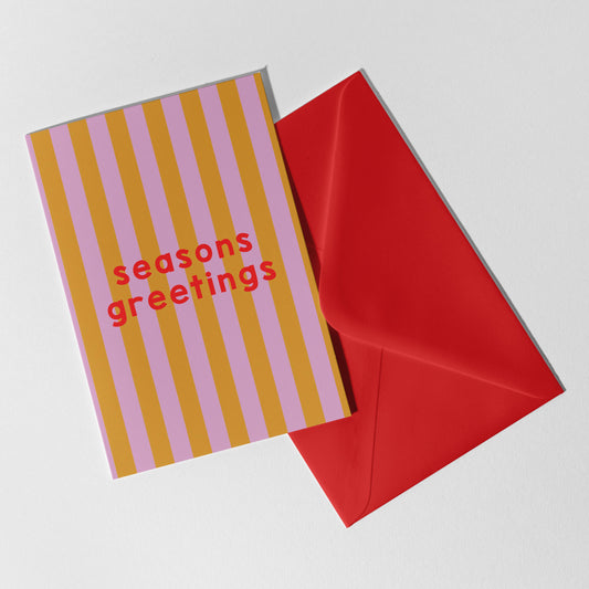 Mustard and Lilac Seasons Greetings Christmas Greeting Card